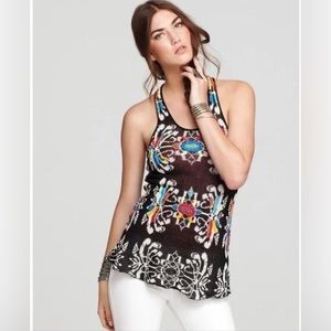 Free people flower power embroidered tank top